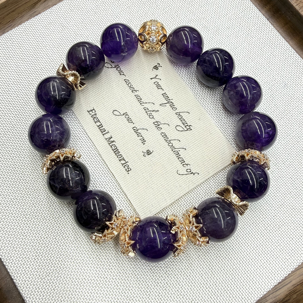 Crystal Amethyst Healing Bracelet – Himalayan Calmness & Clarity Energy Jewelry