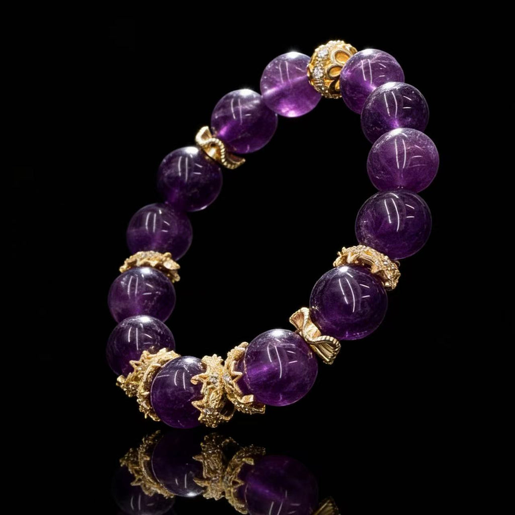Crystal Amethyst Healing Bracelet – Himalayan Calmness & Clarity Energy Jewelry