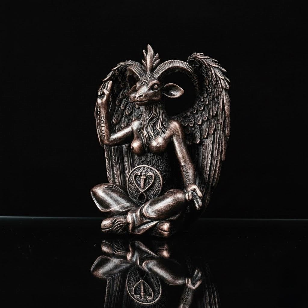Gothic Baphomet Statue Candle Holder – Winged Occult Altar Decor (With / Without Candle Bowl)