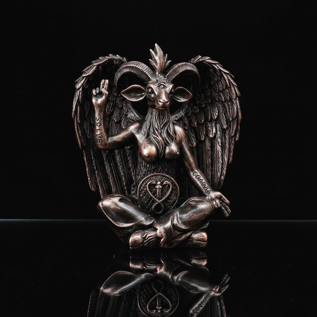 Gothic Baphomet Statue Candle Holder – Winged Occult Altar Decor (With / Without Candle Bowl)