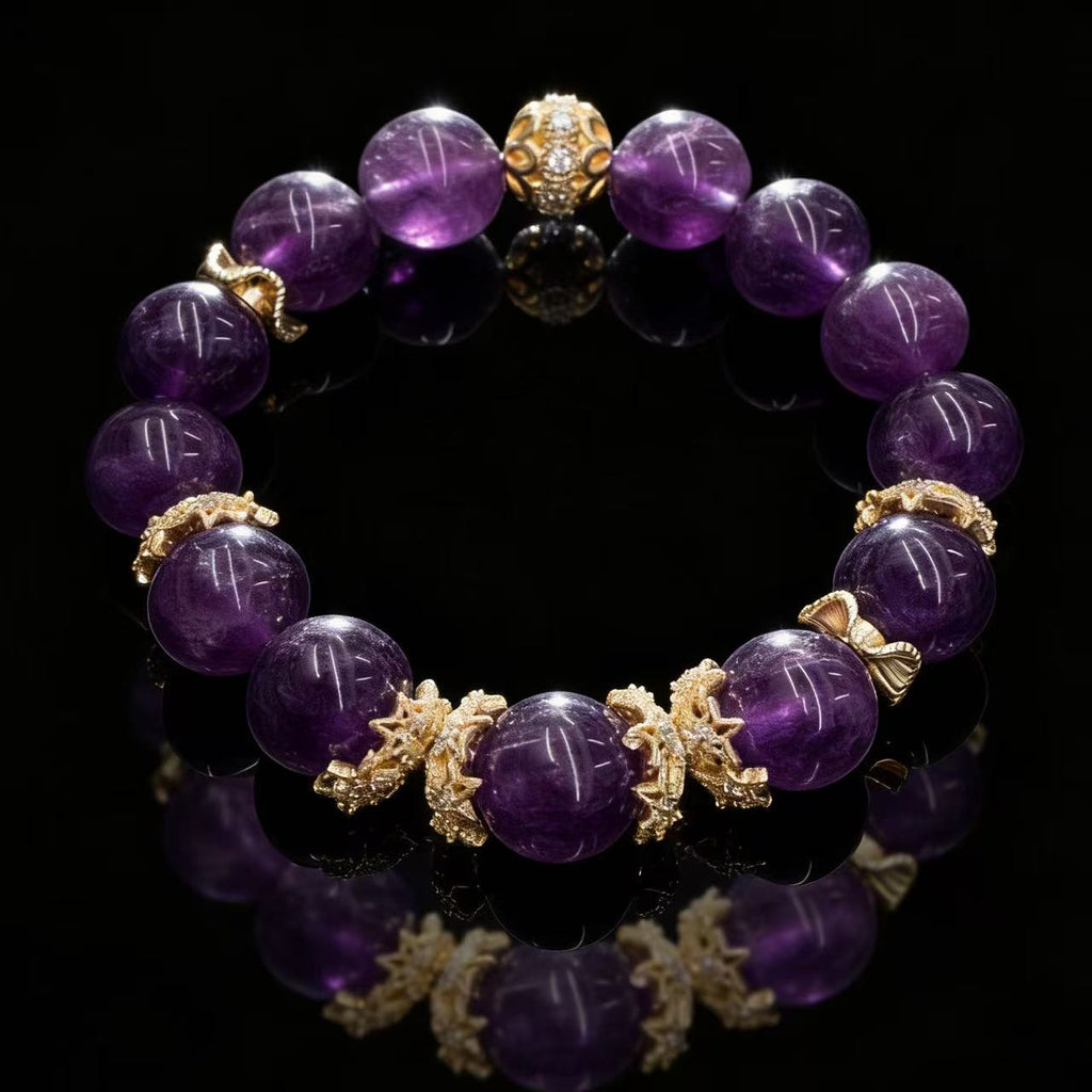 Crystal Amethyst Healing Bracelet – Himalayan Calmness & Clarity Energy Jewelry