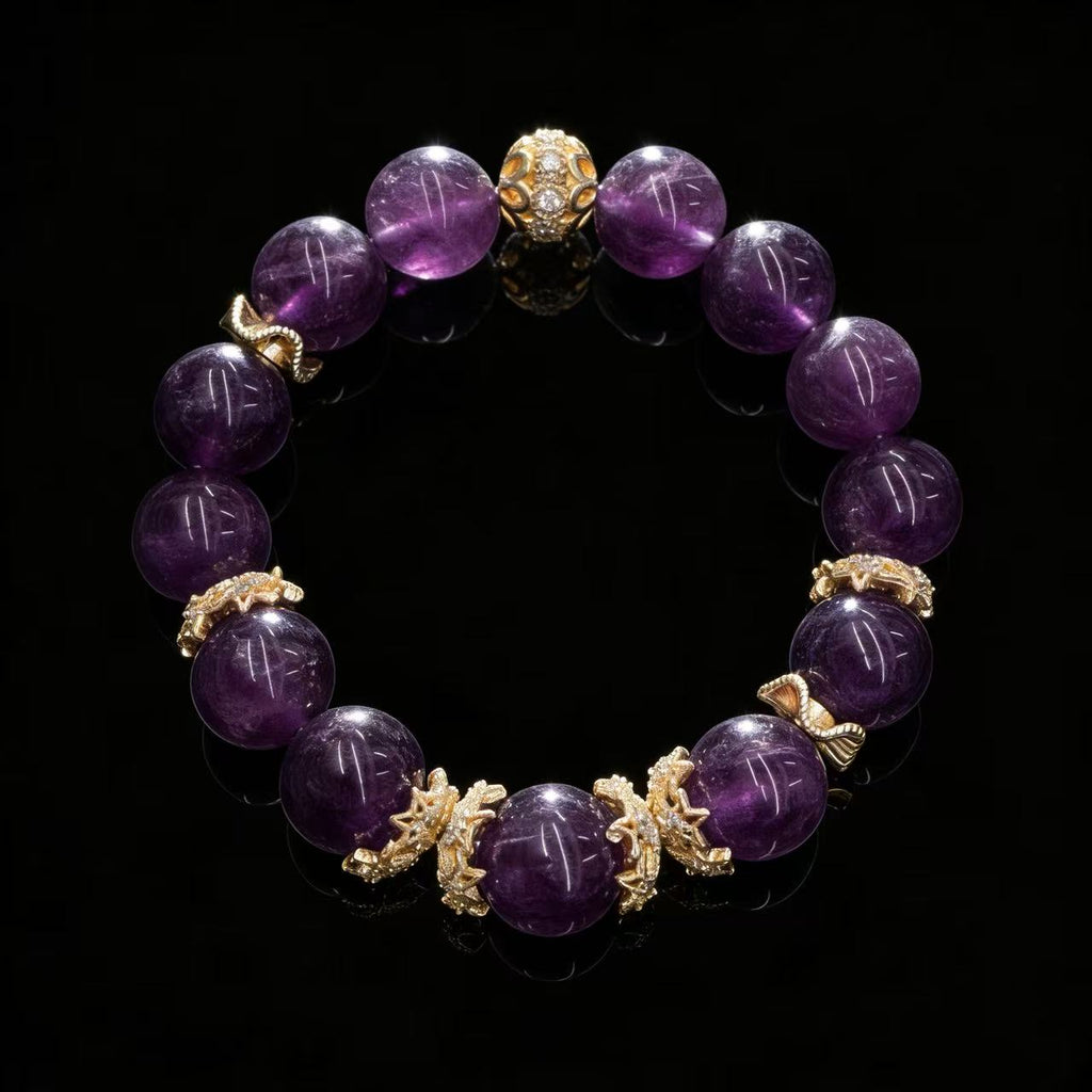 Crystal Amethyst Healing Bracelet – Himalayan Calmness & Clarity Energy Jewelry