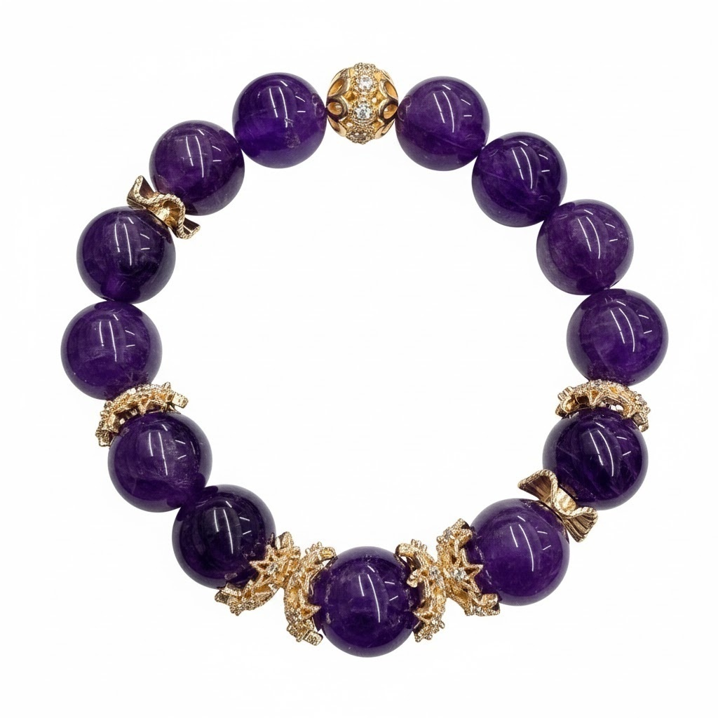 Crystal Amethyst Healing Bracelet – Himalayan Calmness & Clarity Energy Jewelry
