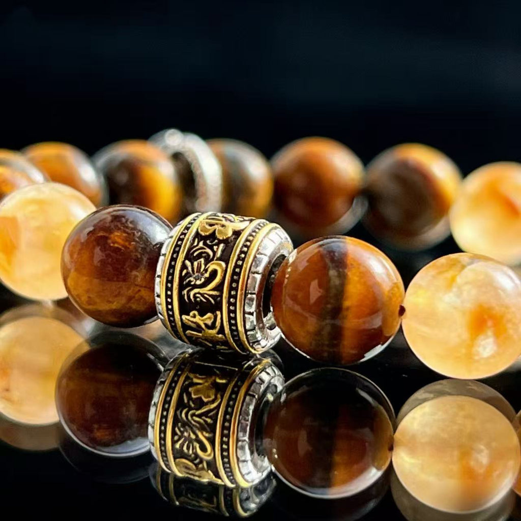 Tiger’s Eye & Citrine Energy Bracelet – Strength, Confidence & Uplifting Energy Jewelry