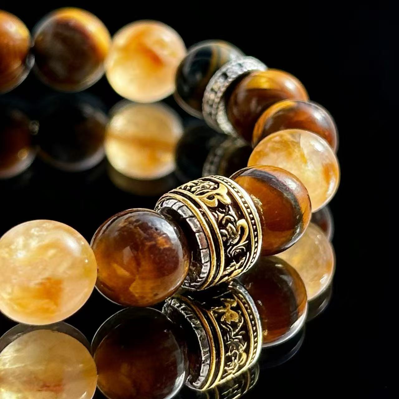 Tiger’s Eye & Citrine Energy Bracelet – Strength, Confidence & Uplifting Energy Jewelry