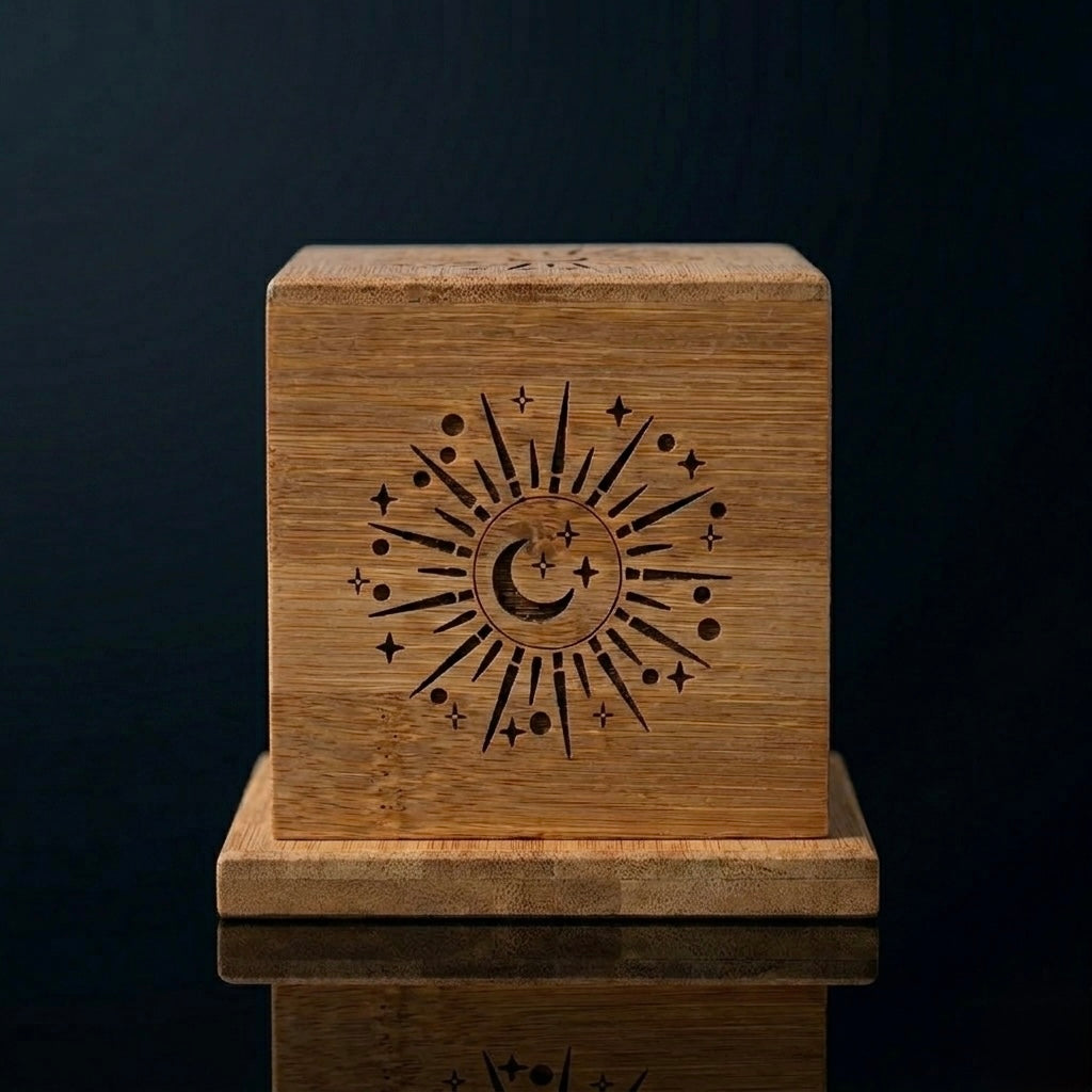 Celestial Moon & Star Sage Smudge Incense Burner Box | Meditation & Energy Cleansing Decor