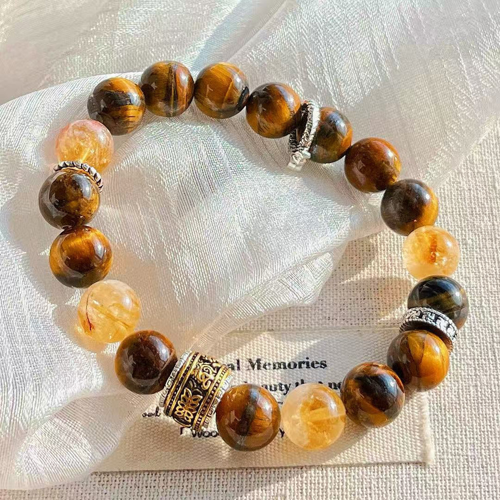 Tiger’s Eye & Citrine Energy Bracelet – Strength, Confidence & Uplifting Energy Jewelry