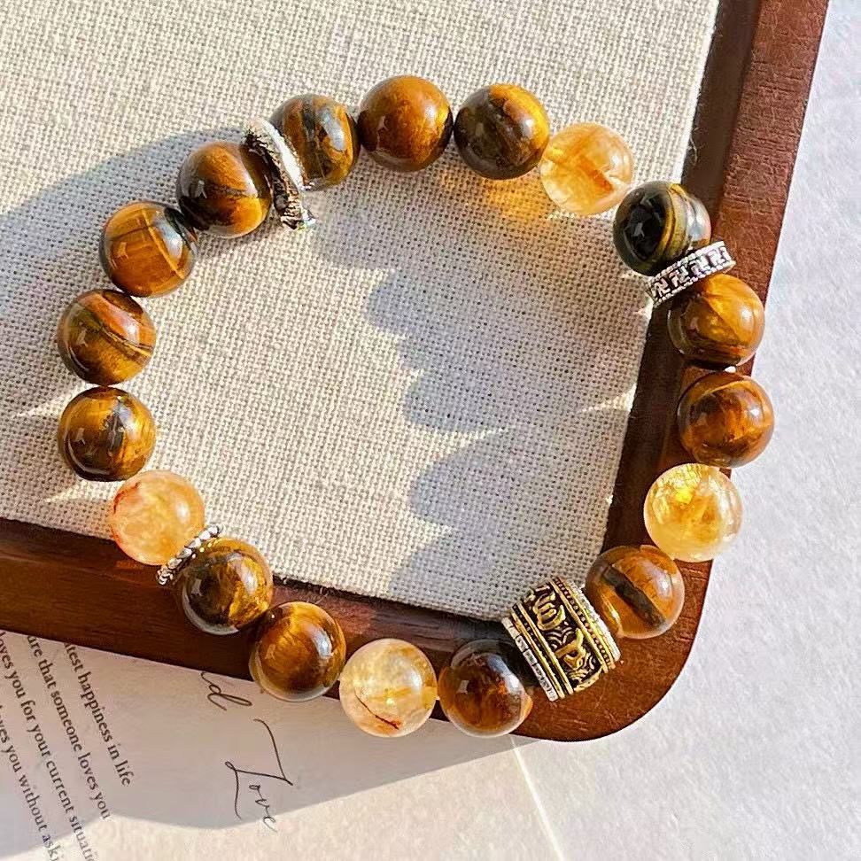 Tiger’s Eye & Citrine Energy Bracelet – Strength, Confidence & Uplifting Energy Jewelry