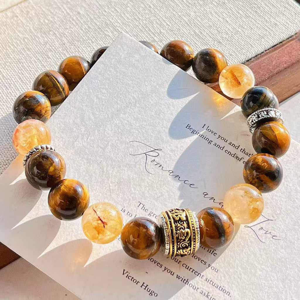 Tiger’s Eye & Citrine Energy Bracelet – Strength, Confidence & Uplifting Energy Jewelry
