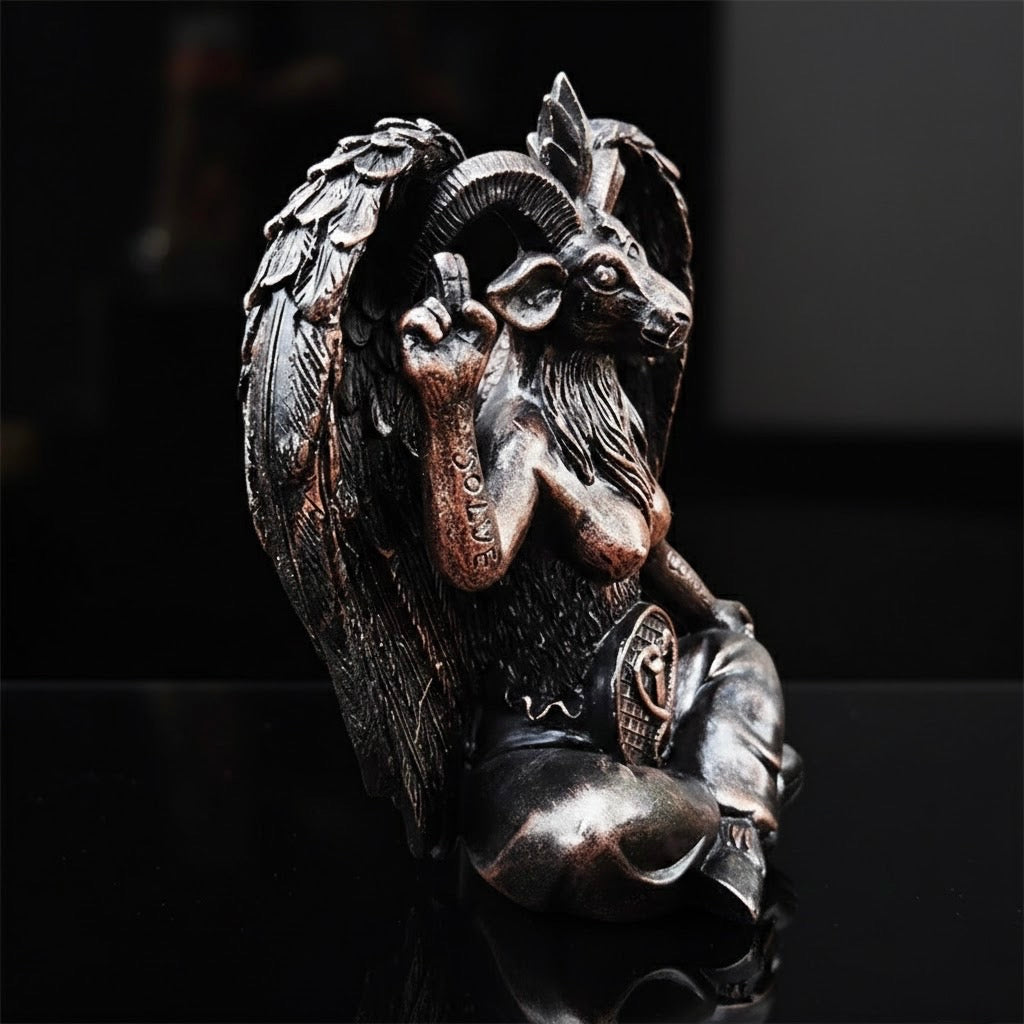 Gothic Baphomet Statue Candle Holder – Winged Occult Altar Decor (With / Without Candle Bowl)