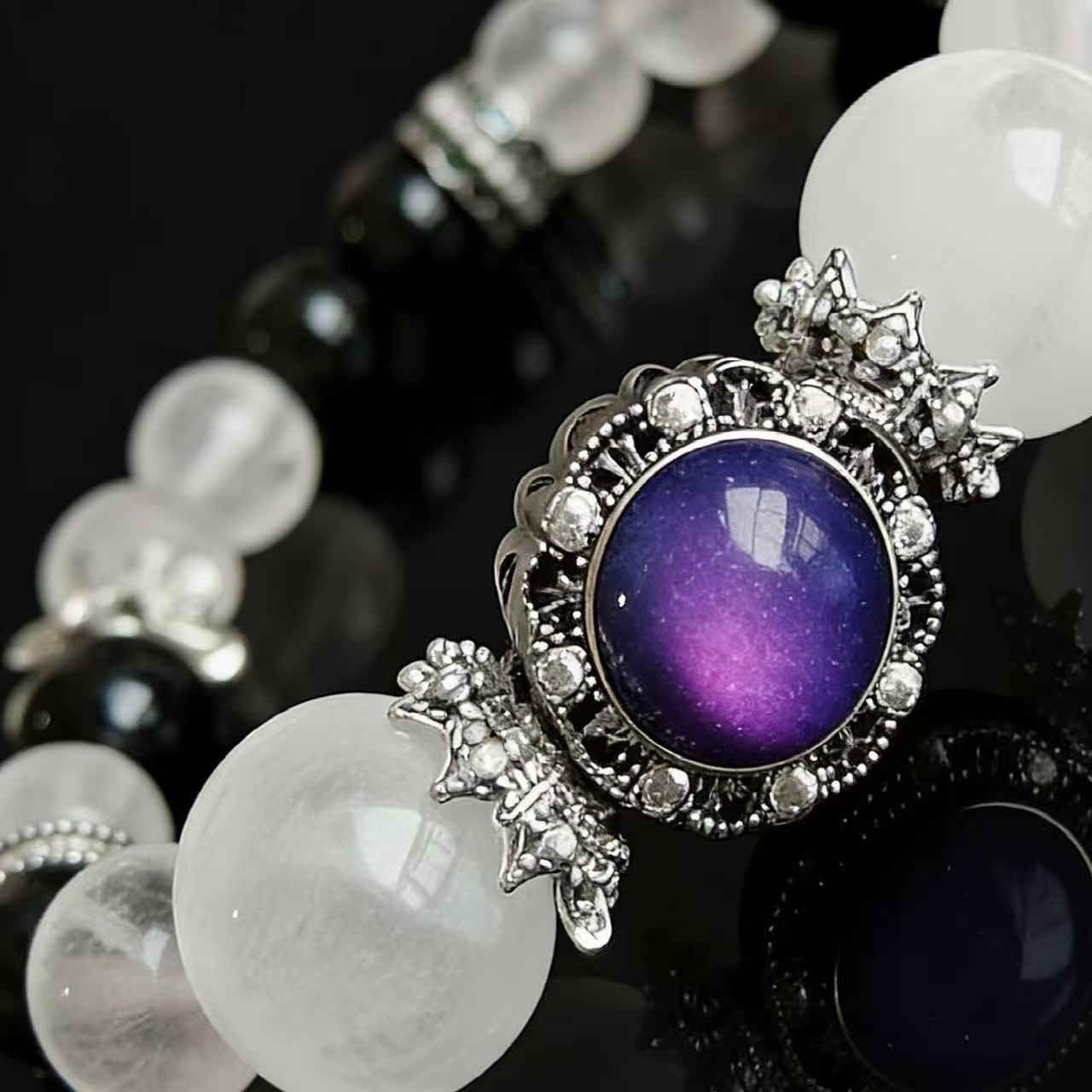 Light-Toned Madagascar Rose Quartz & Obsidian Energy Bracelet – Calm Balance & Protection