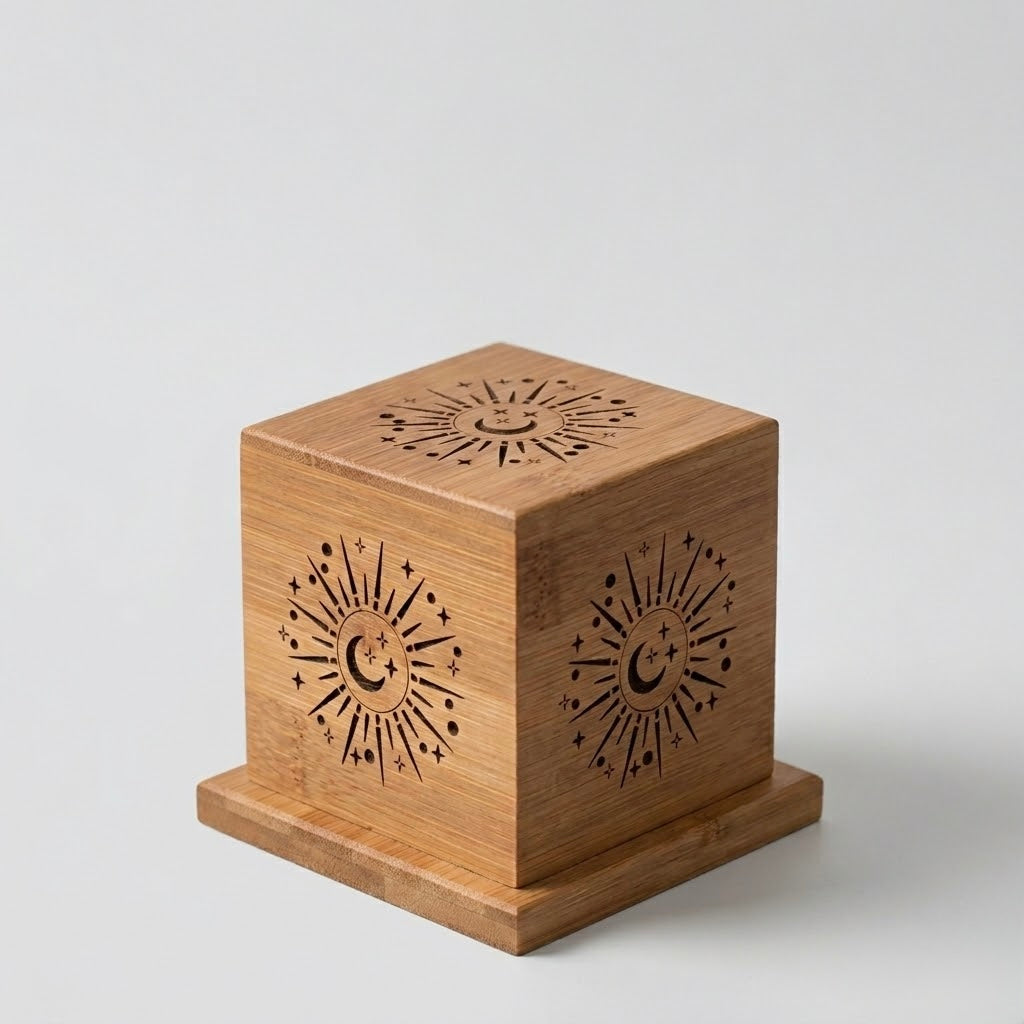 Celestial Moon & Star Sage Smudge Incense Burner Box | Meditation & Energy Cleansing Decor