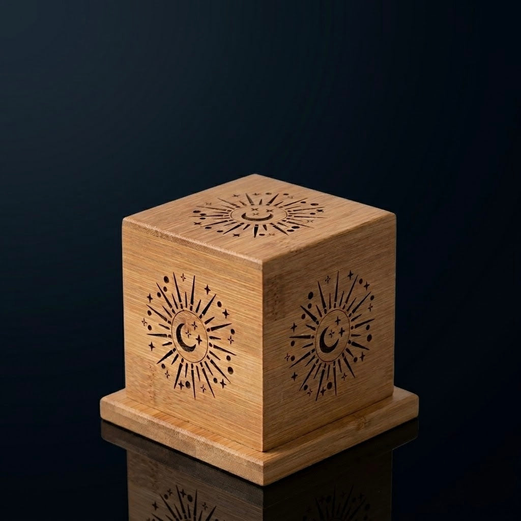 Celestial Moon & Star Sage Smudge Incense Burner Box | Meditation & Energy Cleansing Decor